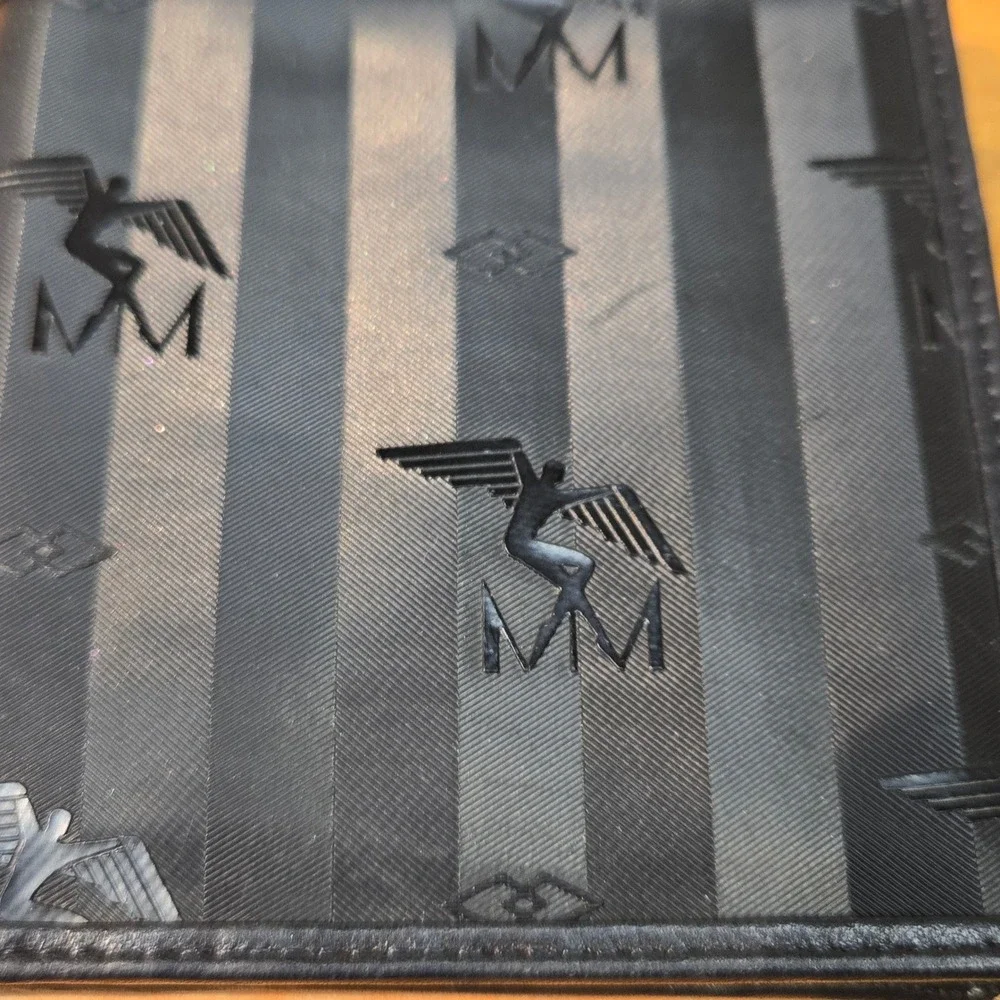 Maison Mollerus Suisse Black Bifold Wallet Monogram Logo Mens Card Coin Pocket